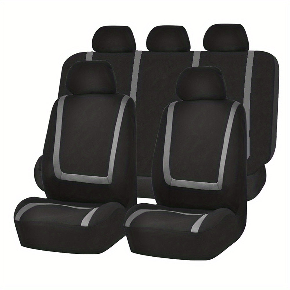 Universal 5-Seat Car Seat Cover Set Soft Breathable Polyester