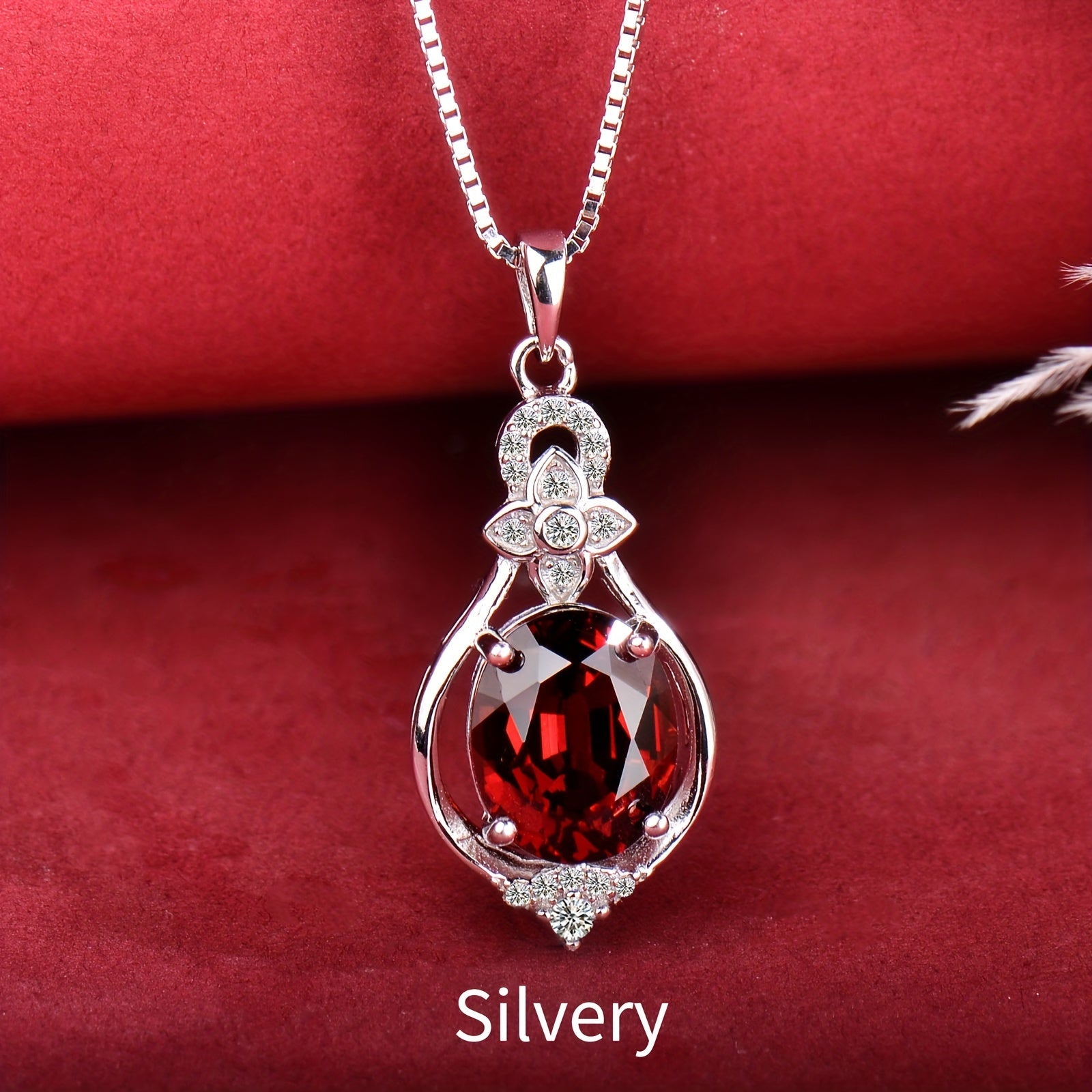 Sterling Silver Garnet Pendant Necklace for Women Hypoallergenic Elegant Jewelry