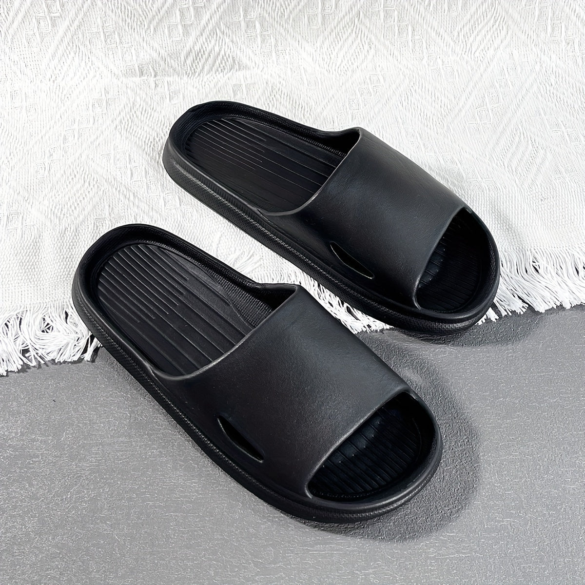 Men's Open-Toe Solid Color EVA Slippers Non-Slip Breathable Casual All-Season