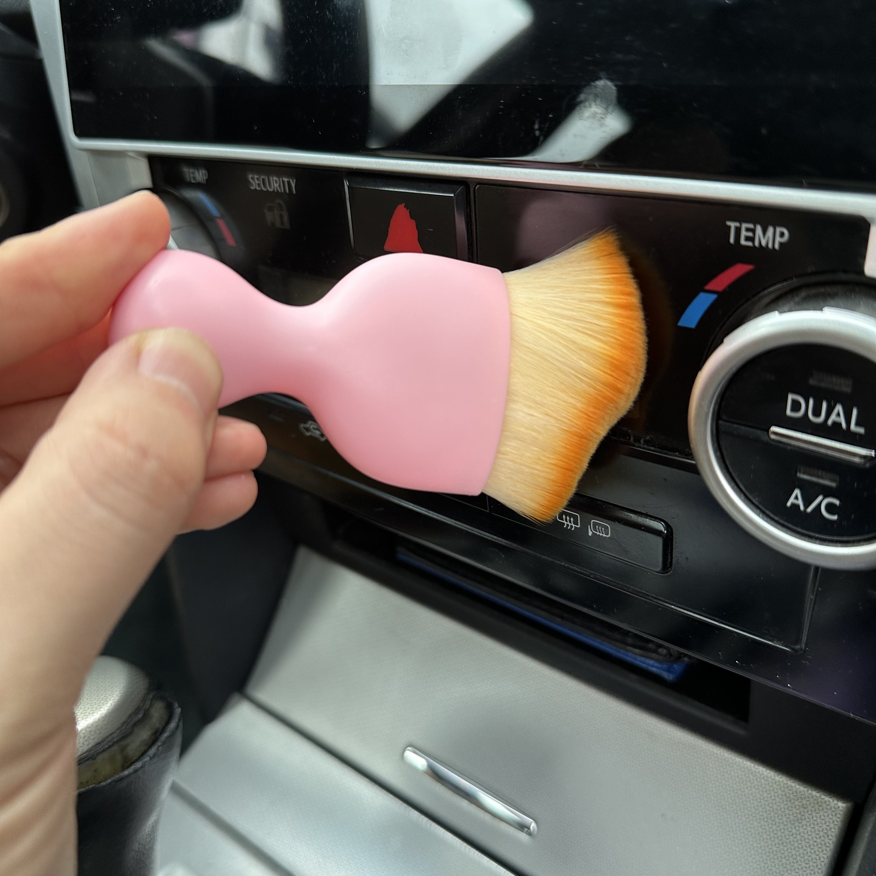 Cepillo de detallado para coches rosa para limpieza interior, cerdas suaves