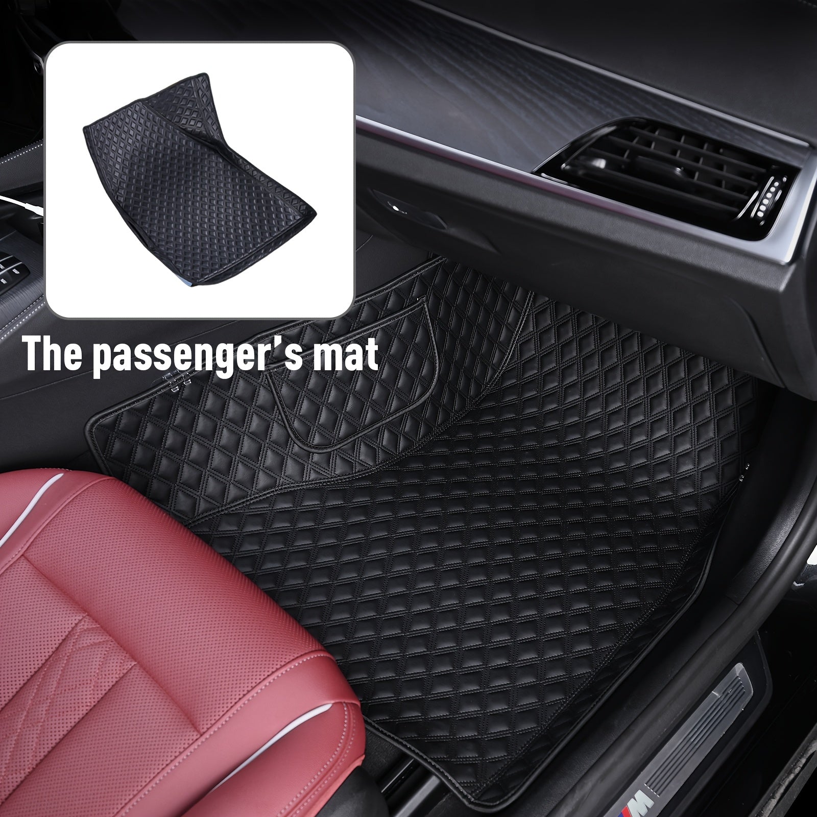 Car Floor Mats Black Diamond Grid 3pcs for Sedan Anti-Slip Wear-Resistant