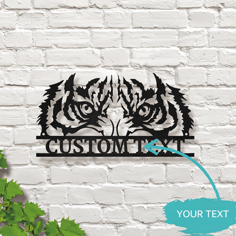 Arte de pared con cabeza de tigre de hierro vintage con diseño personalizable sin necesidad de energía