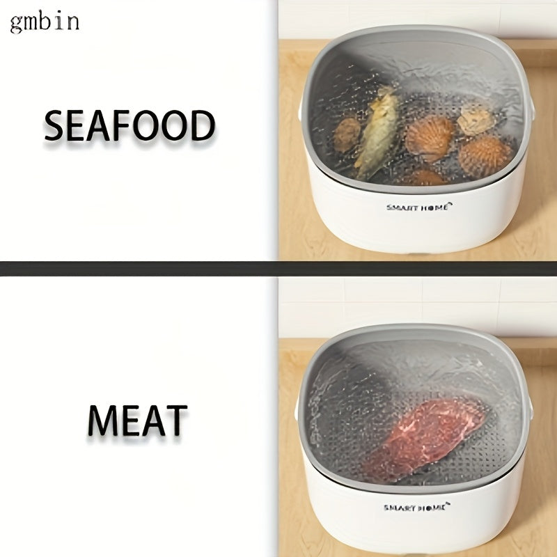 GBMbin SmartHome Корзина для очистки фруктов и овощей - работает на батарейках, технология Soundwave, белая, прозрачная крышка.