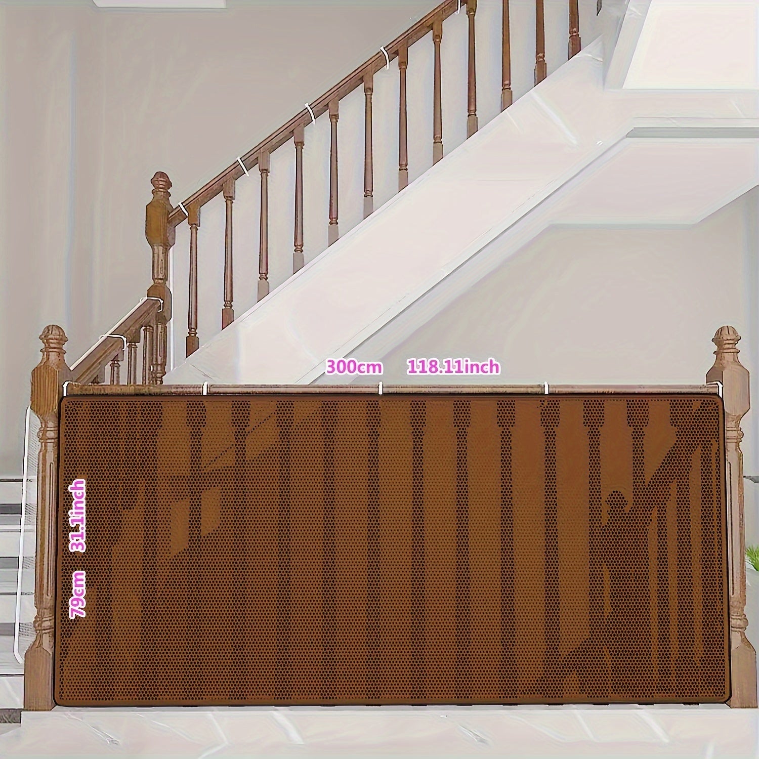 Child Safety Gate for Kids Coffee Brown Polyester Fiber 3-6 Years