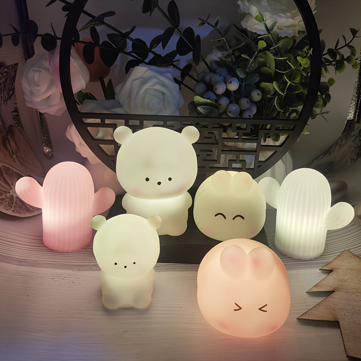 Adornos pequeños con temática de animales y plantas para fiestas y regalos navideños