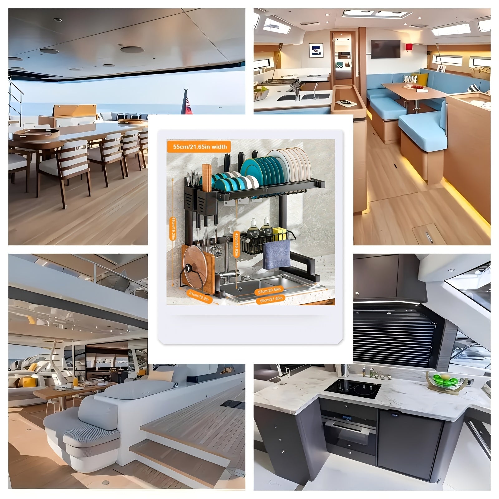 Iron over-the-sink dish drying rack with cutting board multi-layer storage space-saving design