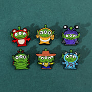 Set of 7 Cartoon Animal Enamel Brooches Quirky Alien Metal Badge Jewelry for Backpacks and Clothes