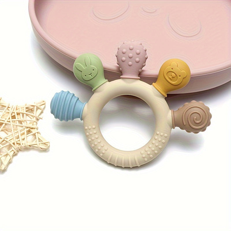 Baby Silicone Teether for Babies BPA Free Soft Texture Teething Ring Toy Gift