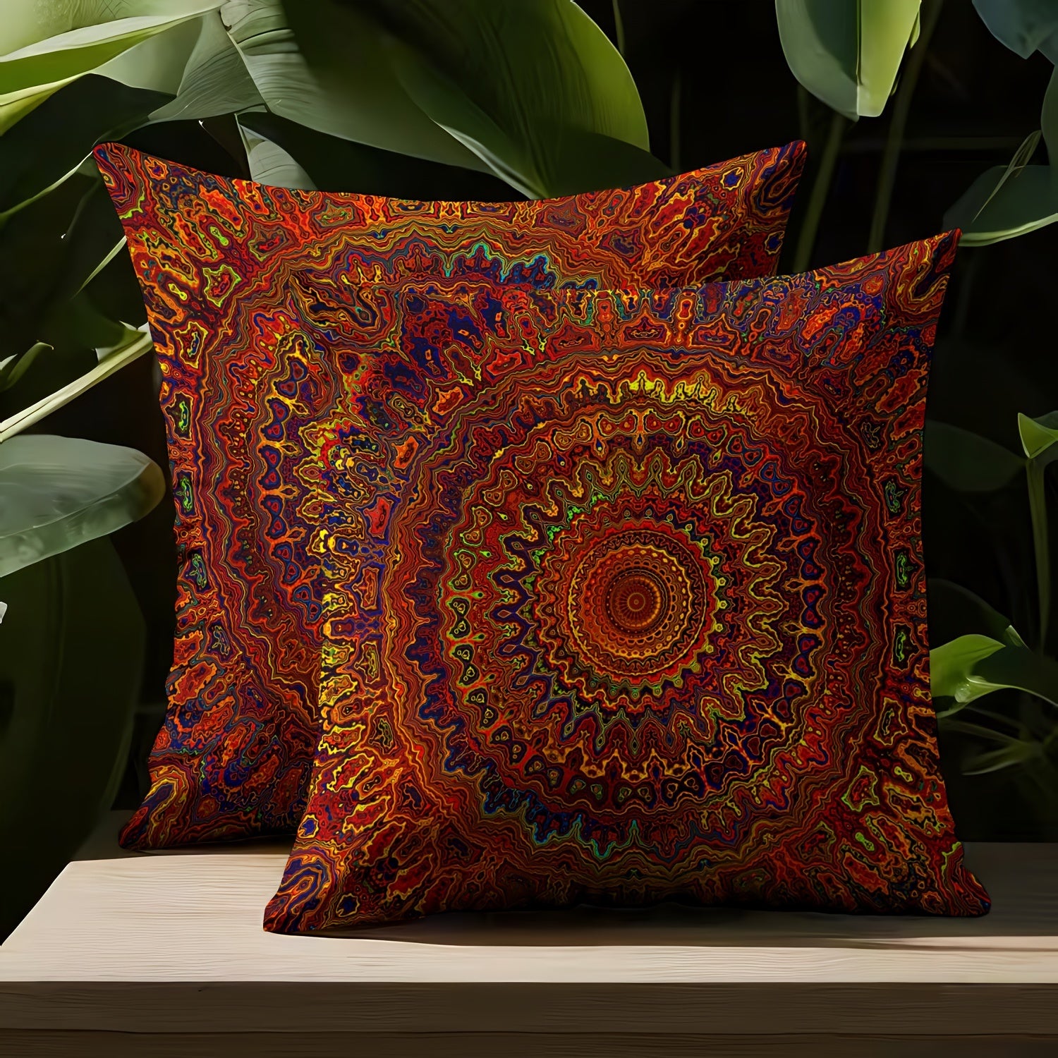 Bohemian Style Pillow Cover 2pcs 45.72cm x 18in Short Plush Double-Sided Printing Modern Art Home Decor