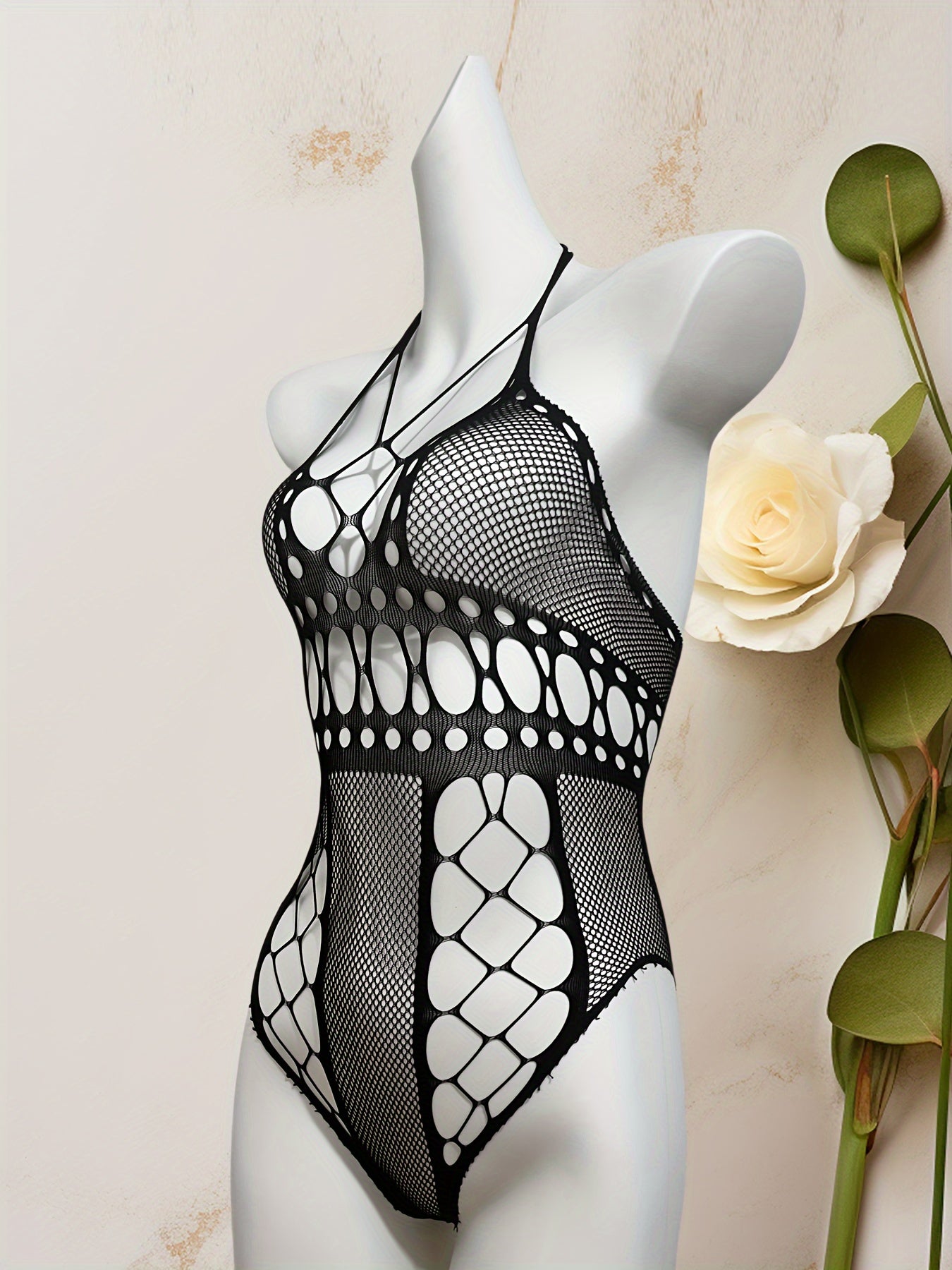 Black Bikini with Neck Strap and Backless Design for Women