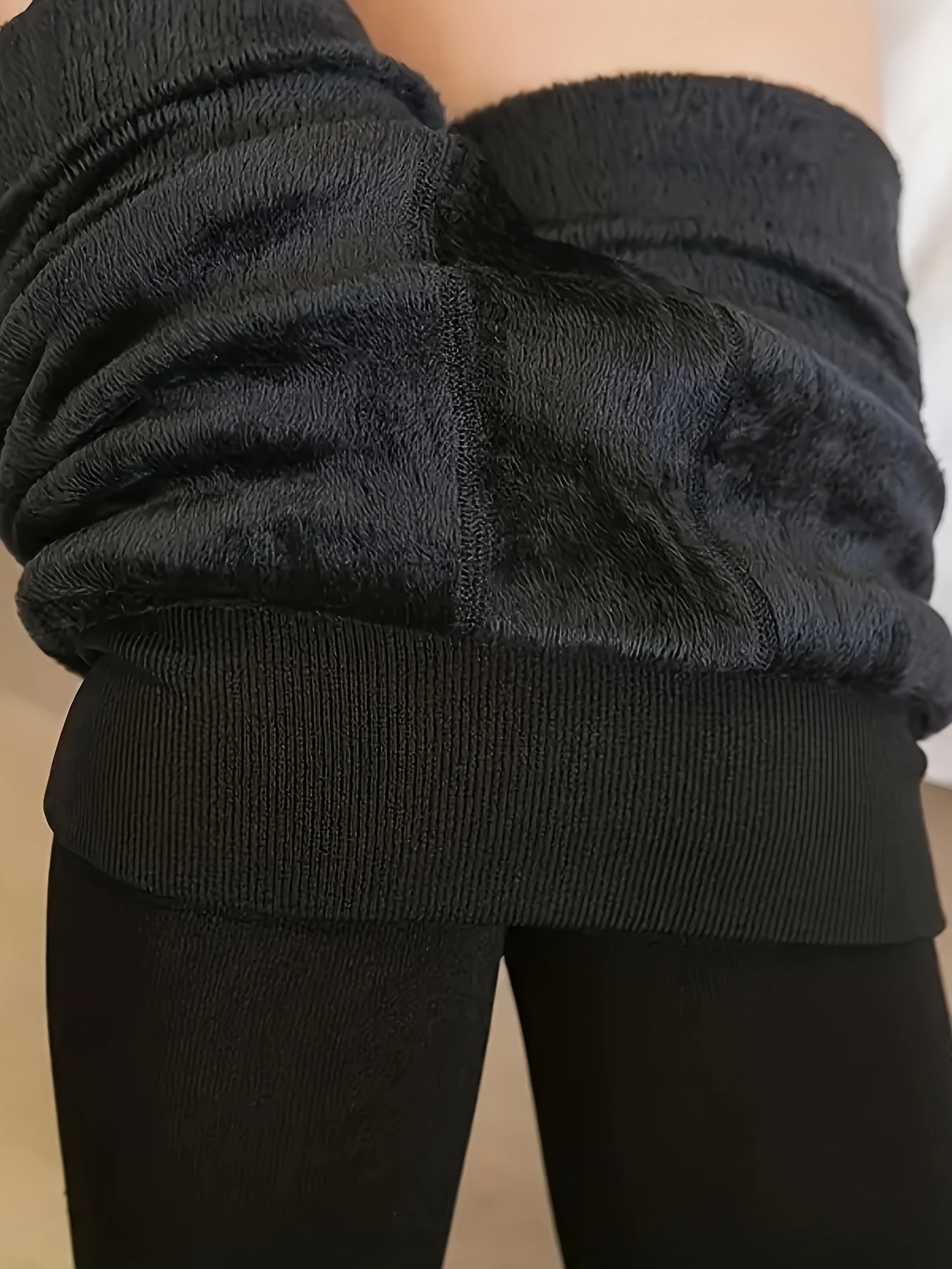 Pantalones térmicos para mujer invierno con forro de felpa, cintura alta, ajustados y estilo jegging