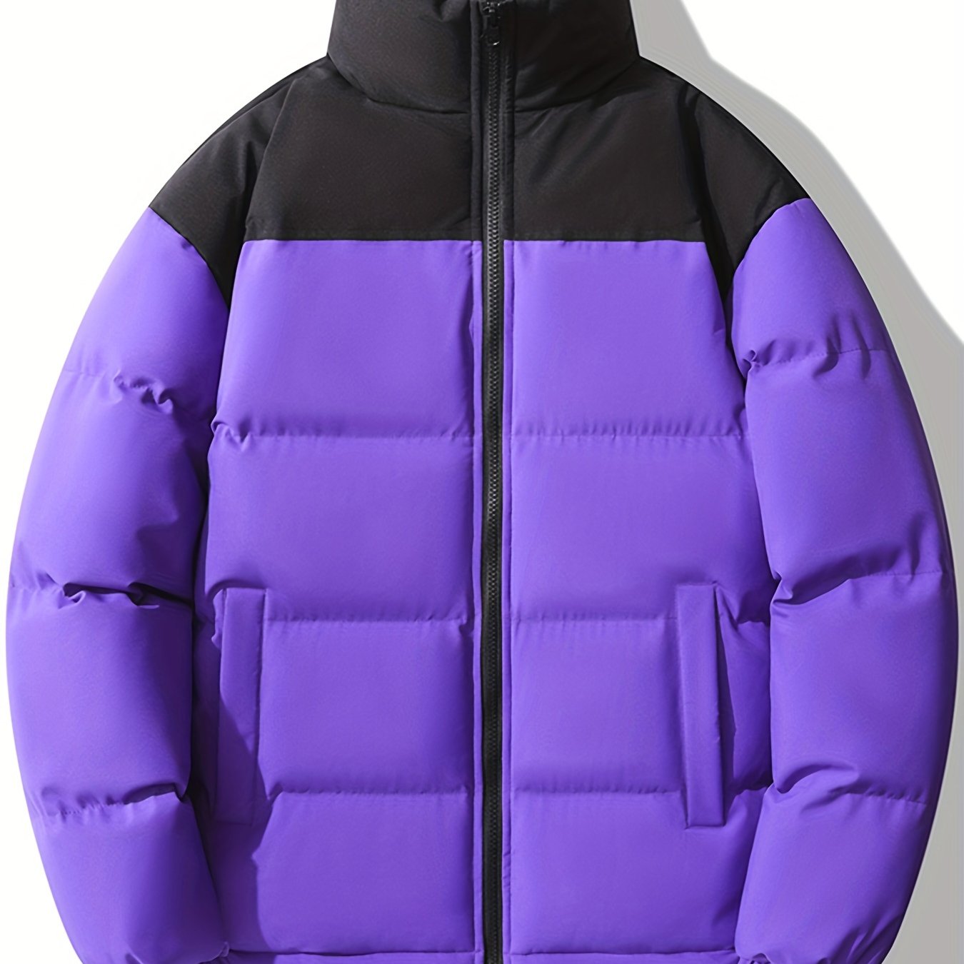 Мужская куртка большого размера в стиле casual с воротником-стойкой, заплатками и застежкой-молнией для осени и зимы