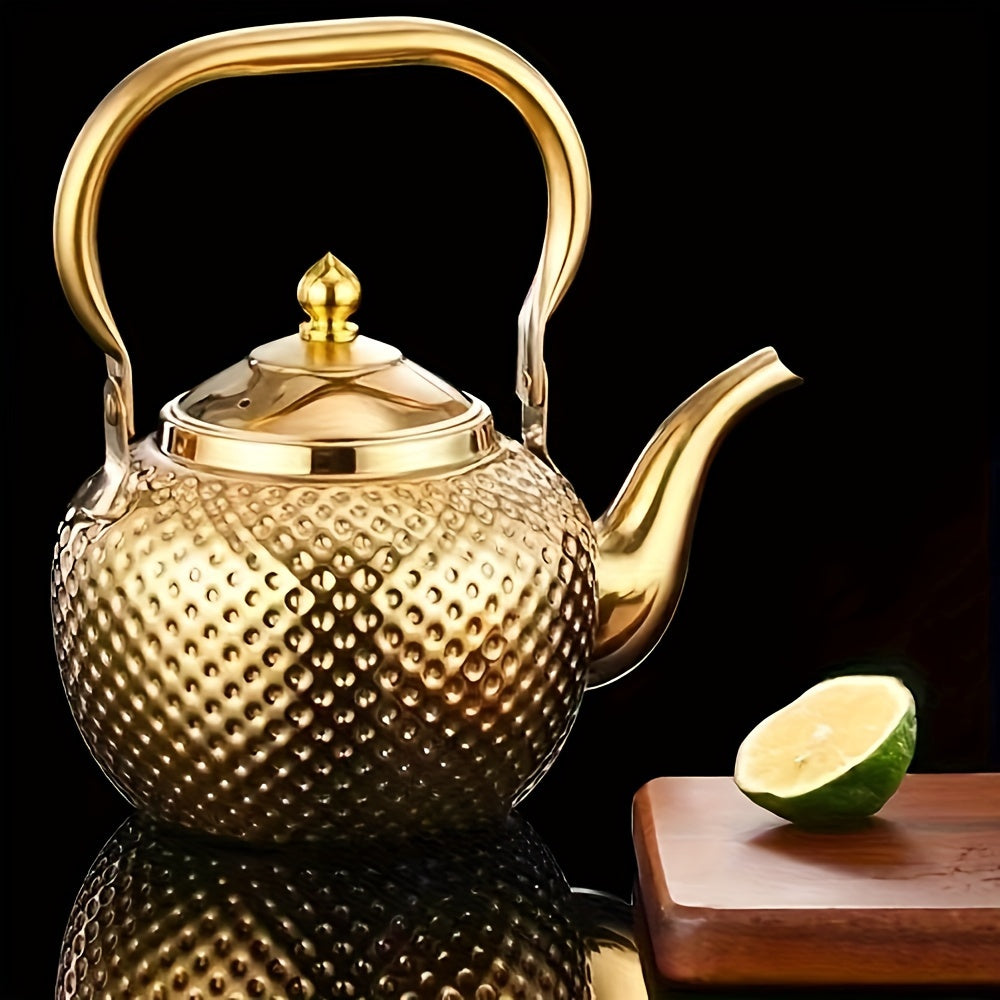 Tetera de acero inoxidable martillado para preparar té, café y leche