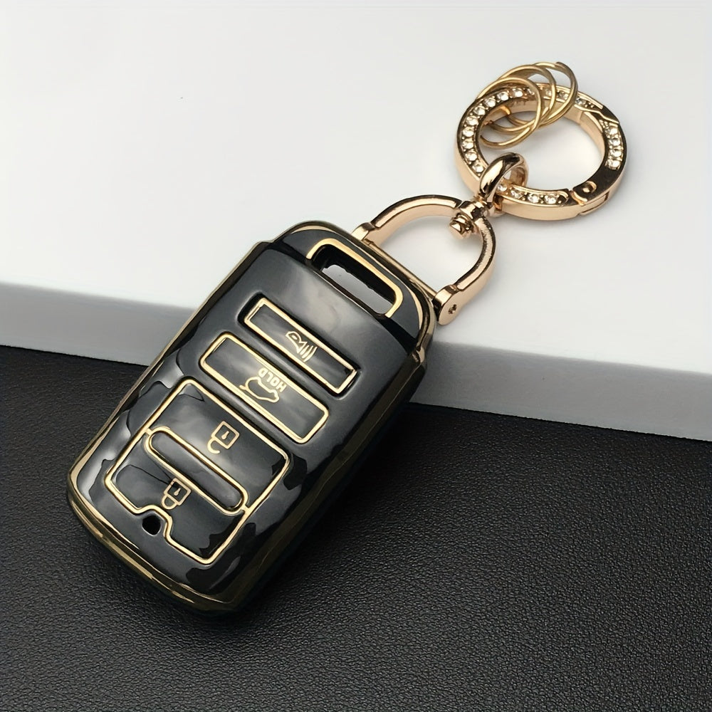 Luxury TPU Car Key Cover with Keychain Set for SUV and Sedan