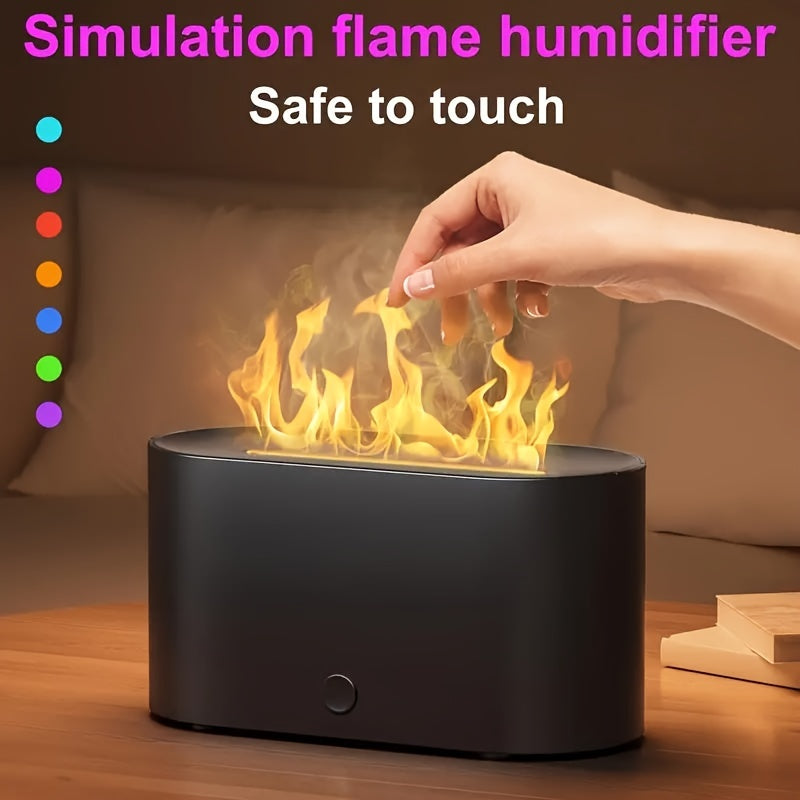 Simulated Flame Humidifier with Smoke Design for Bedroom and Office Use as Aroma Diffuser with Essential Oils