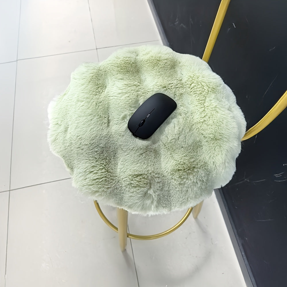 French Cream Plush Chair Cushion, 100% Polyester, Cozy Home Decor