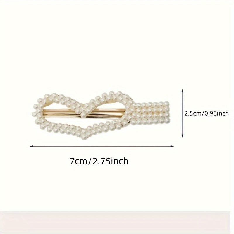 Set of 5 Elegant Bow Tie Hair Clips with Imitation Pearls for Women and Girls