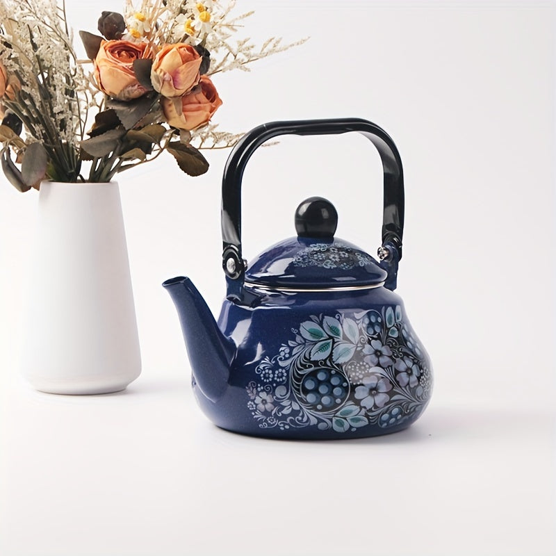 Hervidor de esmalte en forma de pera con arándano para té, café, leche 1.5L