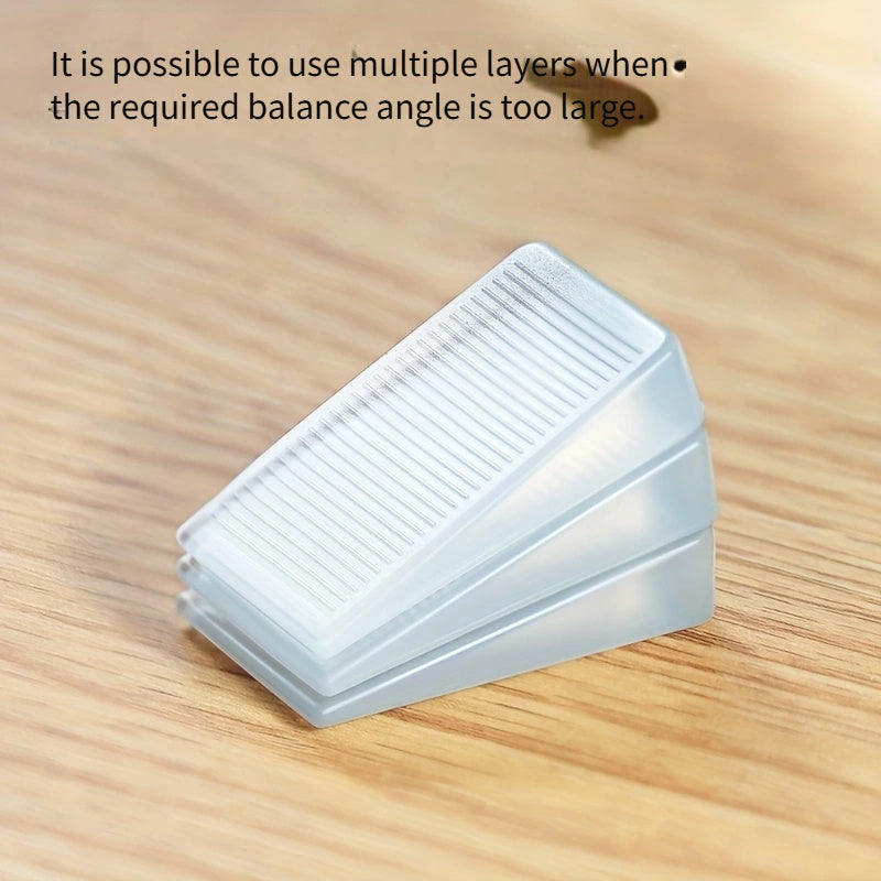 4 ta PVC mebel balandligini sozlash shimlari to'plami - notekis pollar uchun sozlanadigan qiyshiq bloklar, shkaflarda balandlikni sozlash uchun uchburchakli bloklar