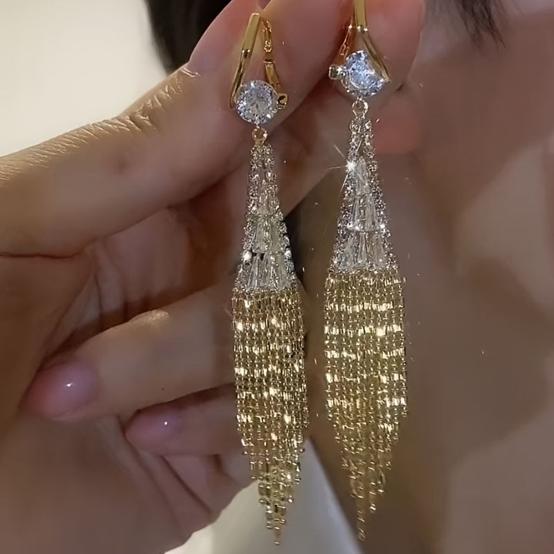 Elegant Tassel Earrings with Zirconia for Casual and Formal Wear