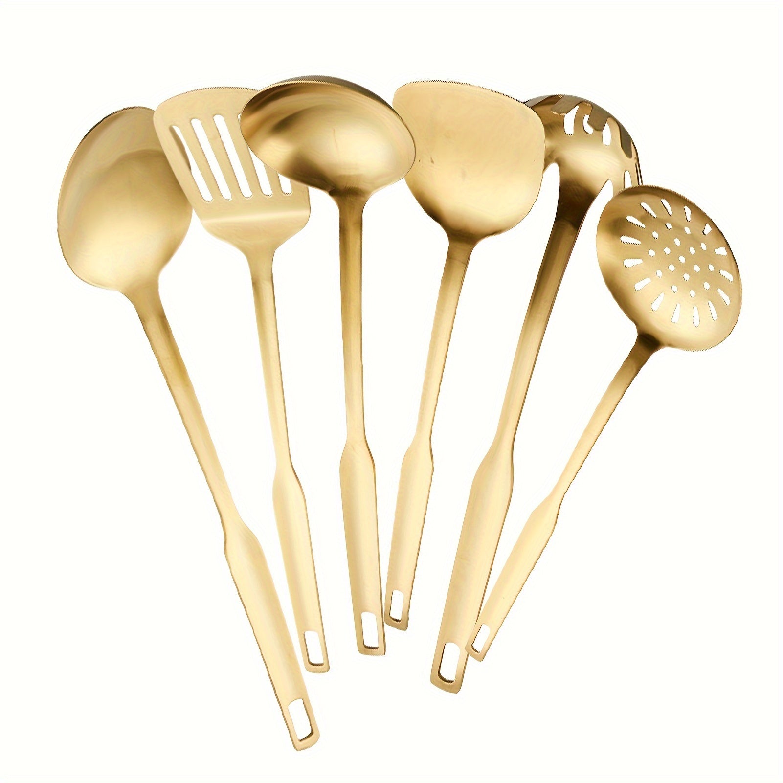 Set of 6 Stainless Steel Kitchen Utensils Non-Magnetic Rust-Resistant Matte Finish