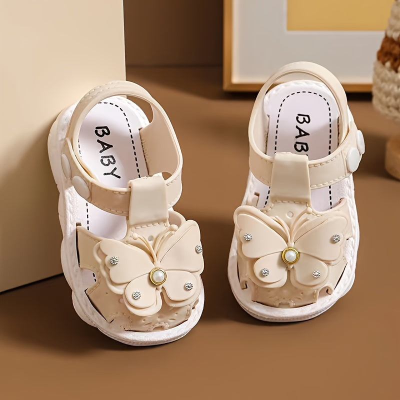 Girls' Breathable Sandals with Butterfly and Pearl Decorations for Spring Summer