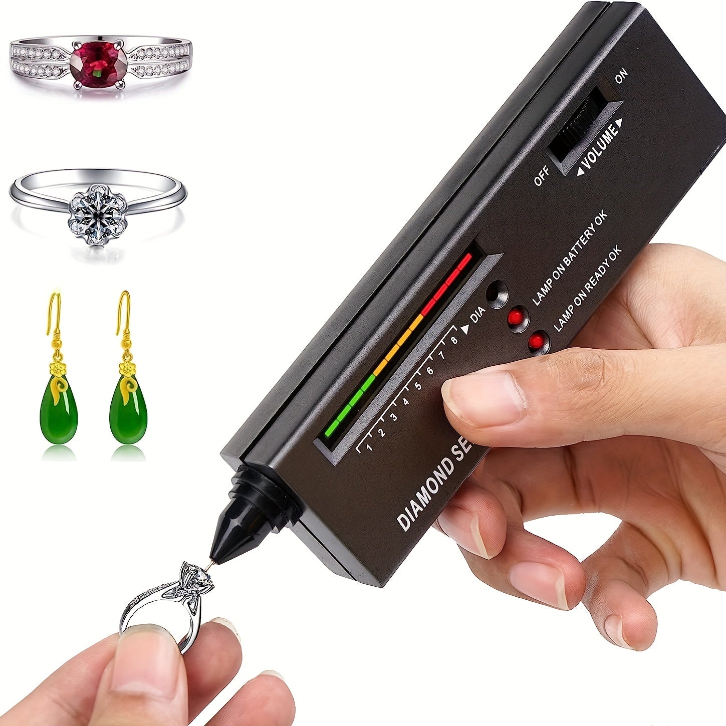 Diamond Tester Pen with Tri-Color Indicator and Preheating Function for Jewelry and Gemstones