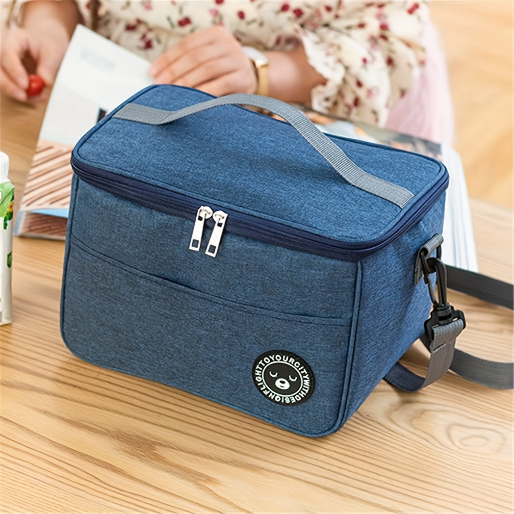 Large Capacity Portable Lunch Bag Cationic Oxford Cloth Thermal Bento for School and Kitchen