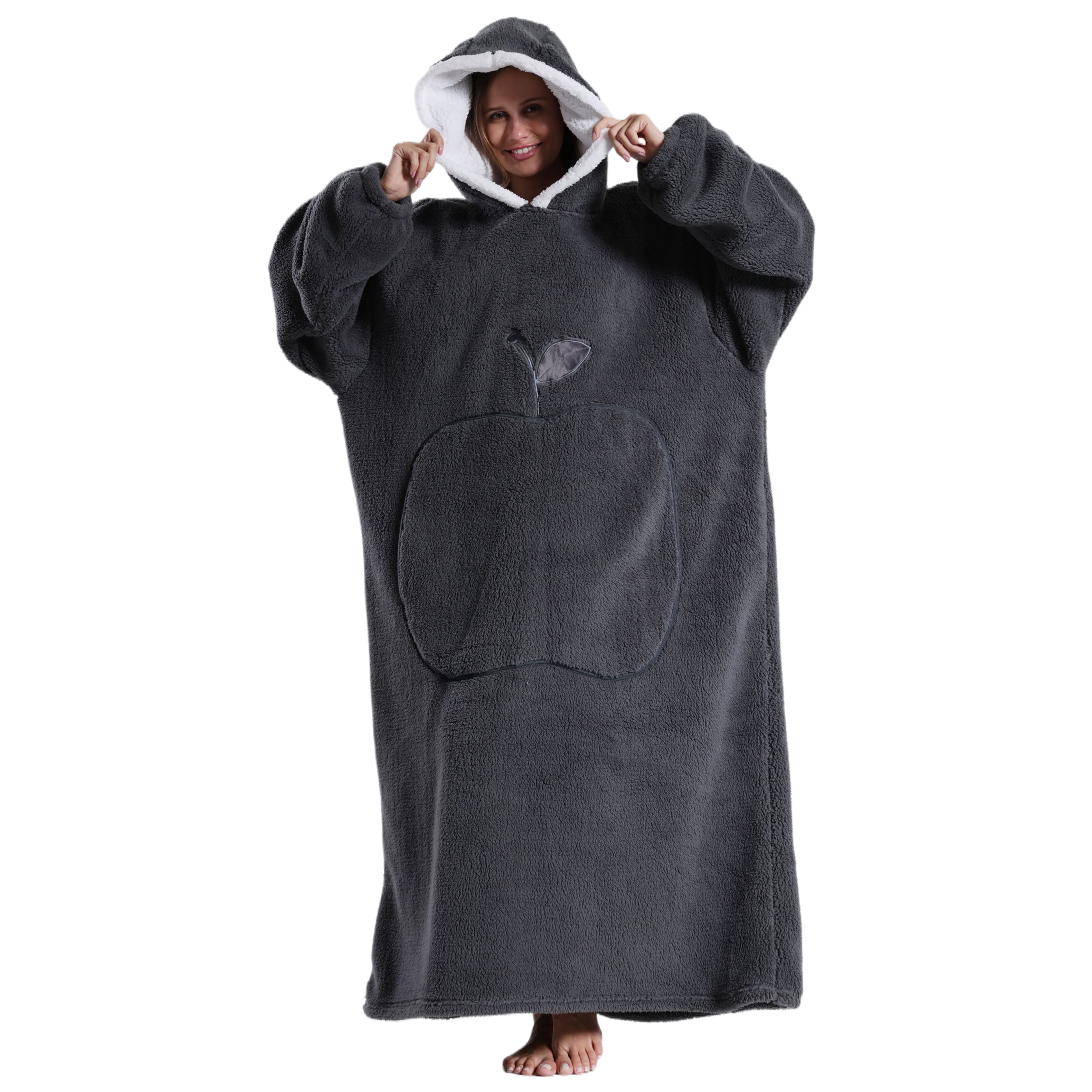 Oversized Hoodie Blanket for Men and Women Soft Red Wearable Sweatshirt with Pockets