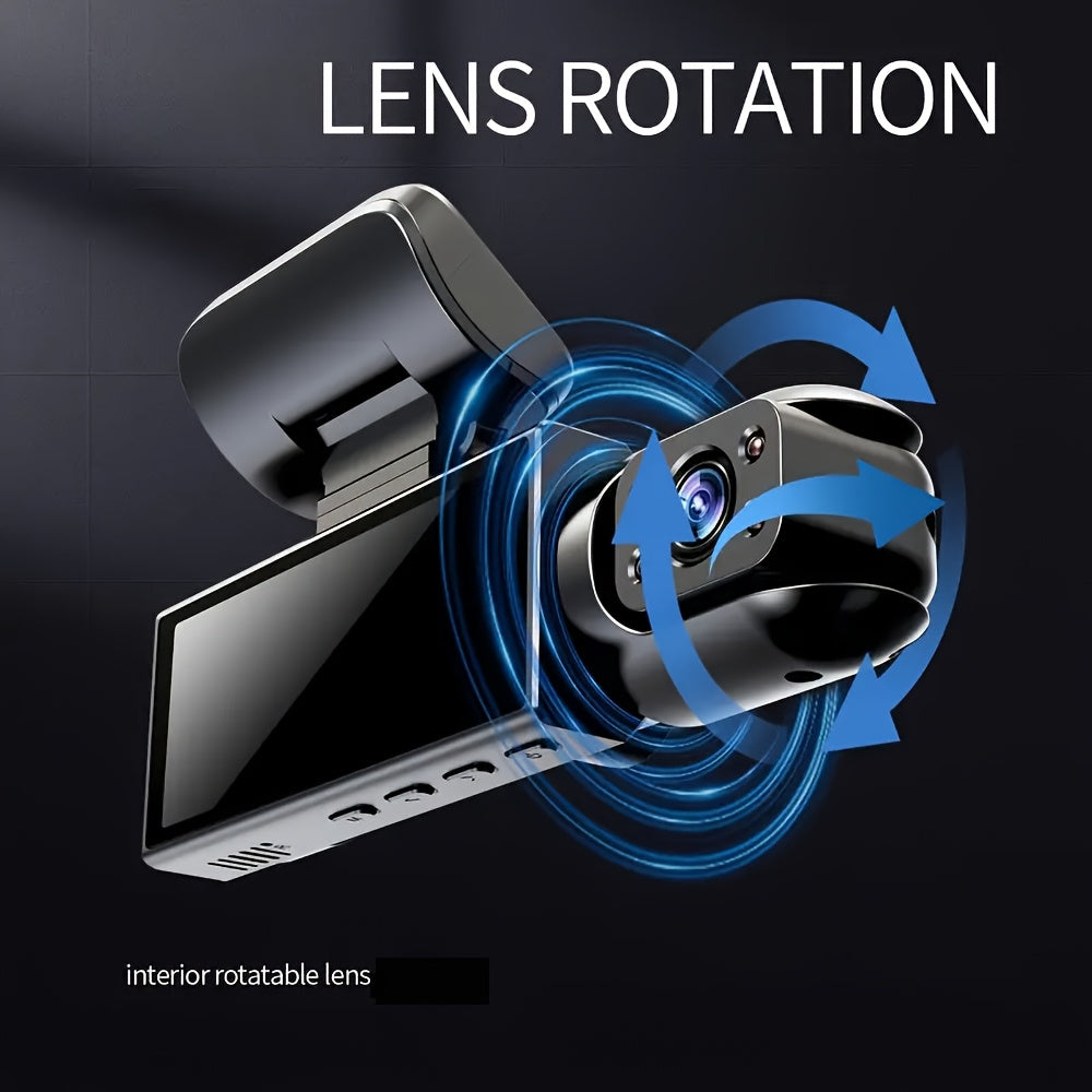 Full HD 1080P Dual-Camera Dash Cam with Night Vision Loop Recording G-Sensor and 64GB Memory Card