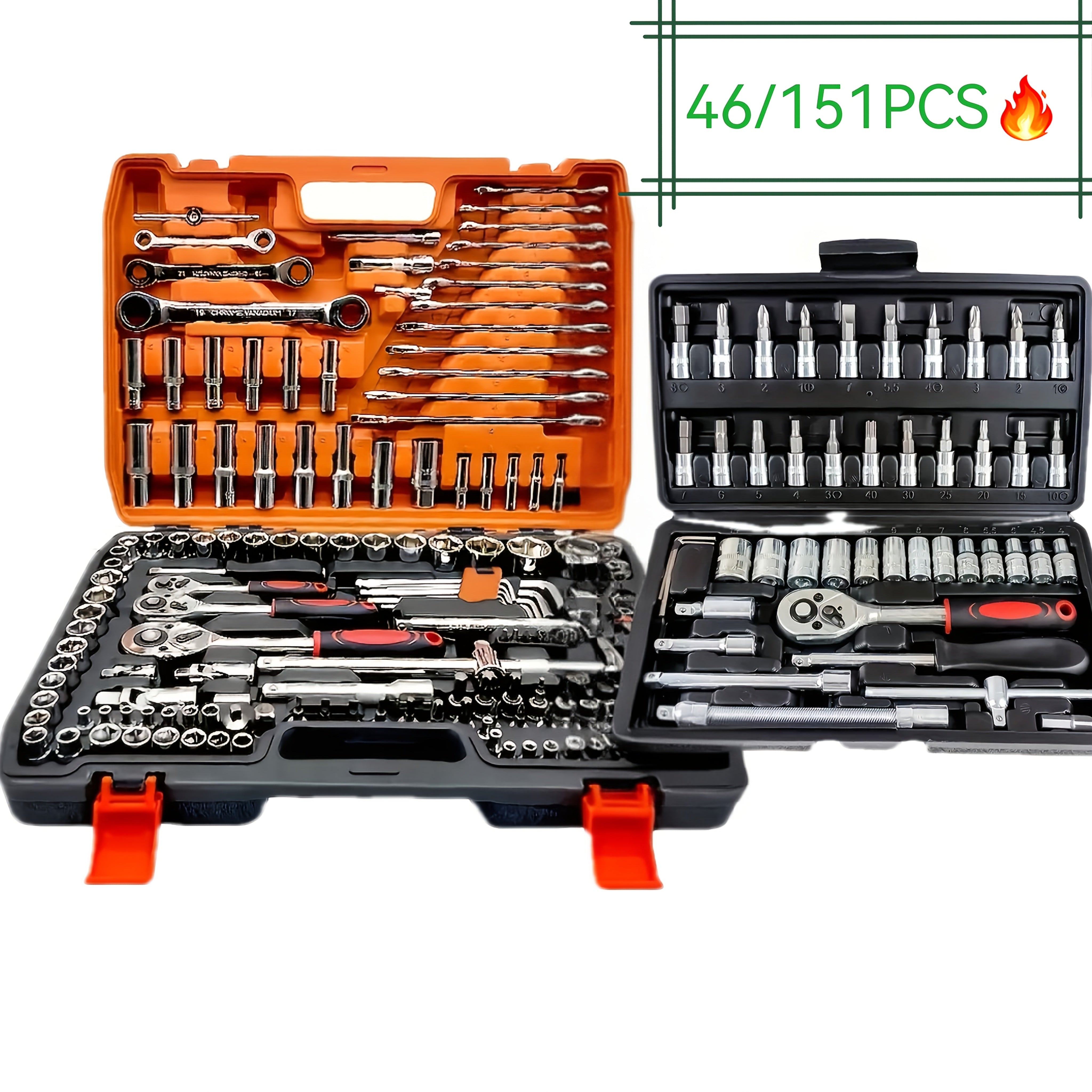 151-Piece Automotive Master Tool Set Carbon Steel Portable Car Bicycle Motorcycle Repair Kit