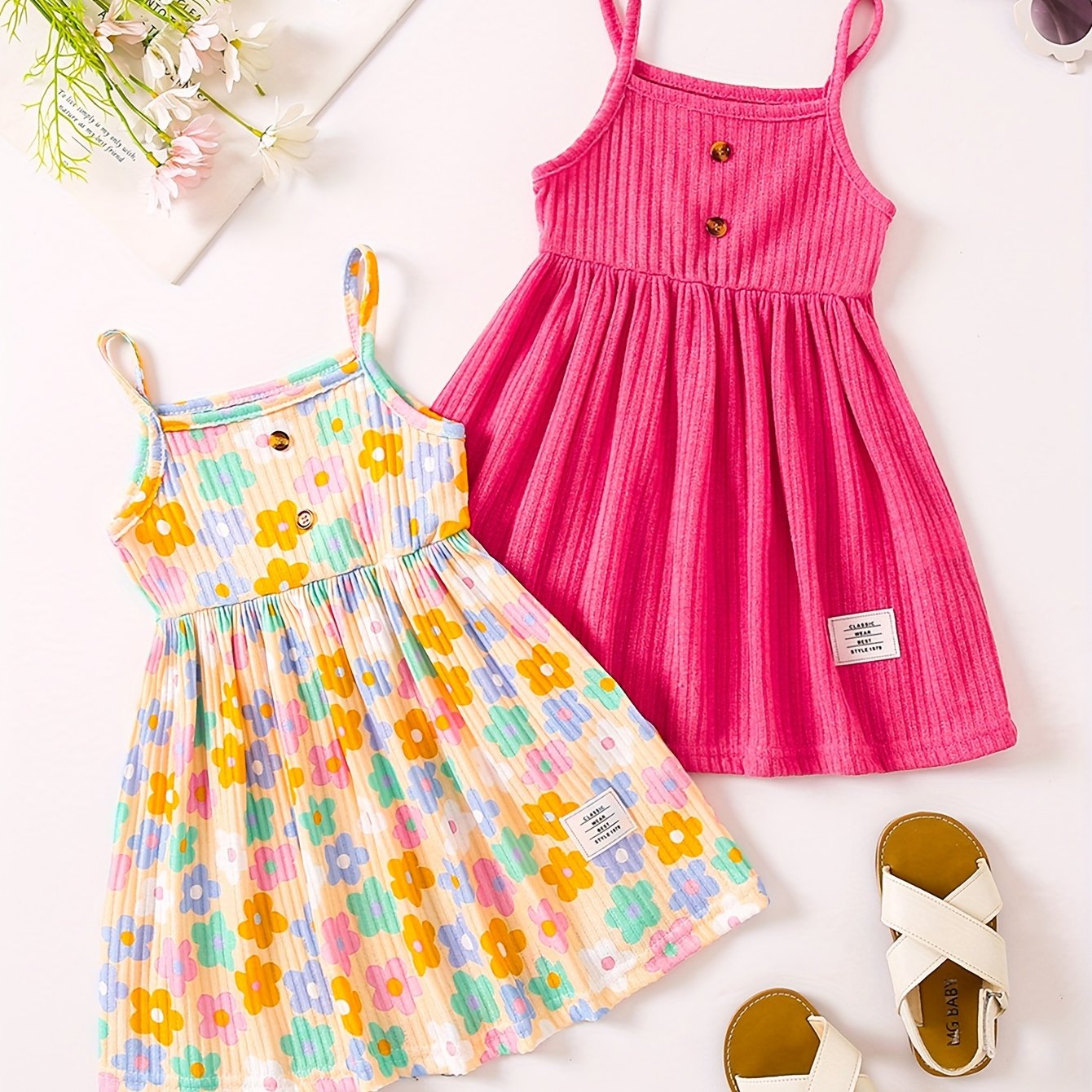 Girls Sleeveless Casual Dress Made of Stretchy Polyester Solid Color for Spring Fall