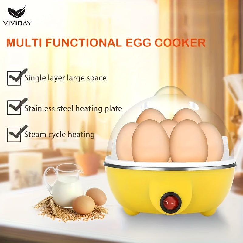 Yevropa Standartli Tuxum Pishirgich, uy uchun katta hajmli bitta qatlamli bug'li pishirgich, 7 tuxumni sig'ya oladi, avtomatik o'chirish funksiyasi bilan ko'p funksiyali, quruq qizib ketishni oldini oladi, nonushta uchun ideal