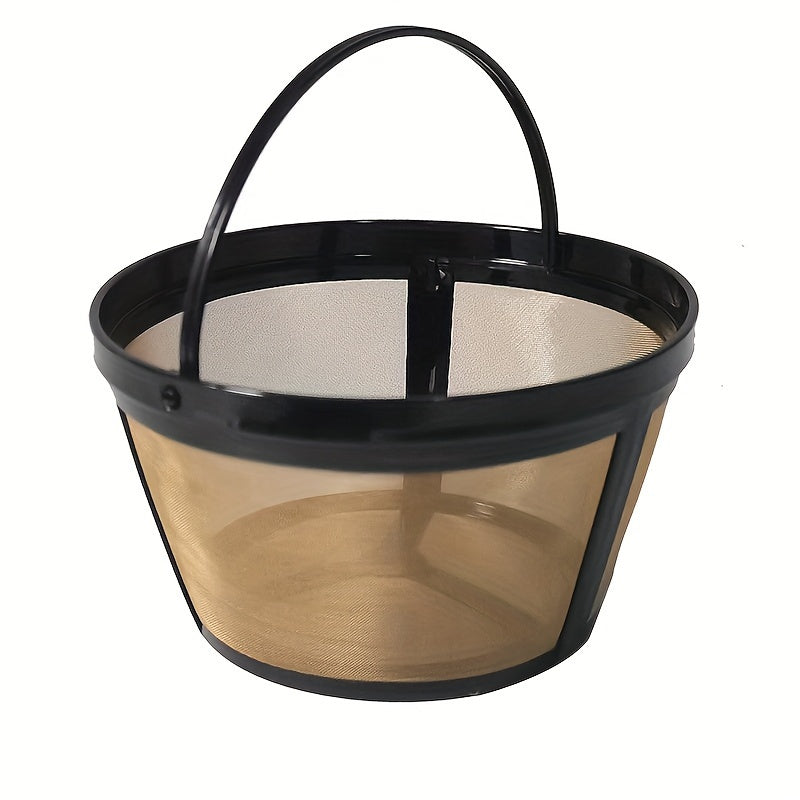 Круглая корзина-фильтр для кофе из нержавеющей стали с золотистым корпусом, вмещает 8 чашек, идеально подходит для дома и ресторанов