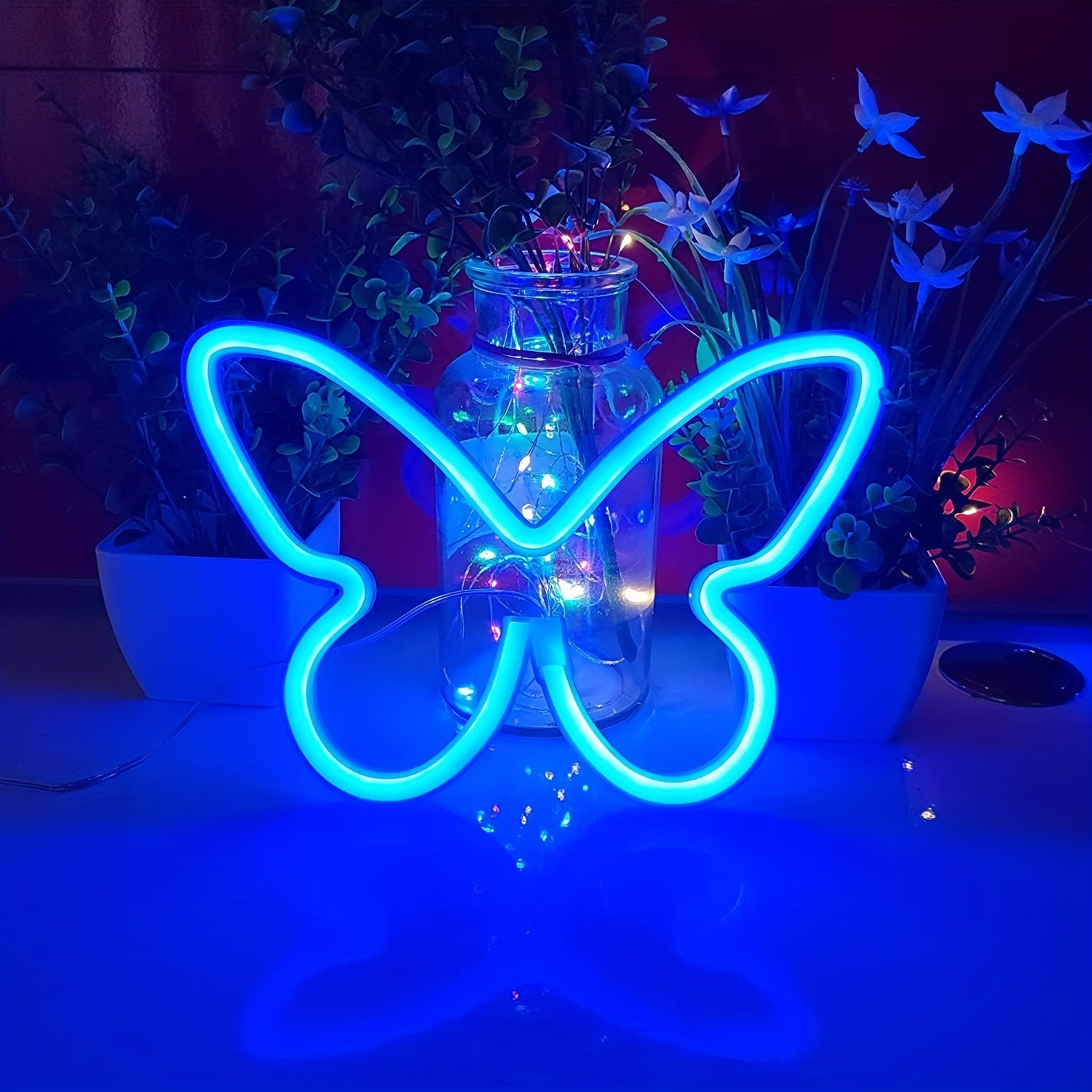 LED Butterfly Neon Sign Light for Bedroom Girls Room Decoration USB Battery Operated