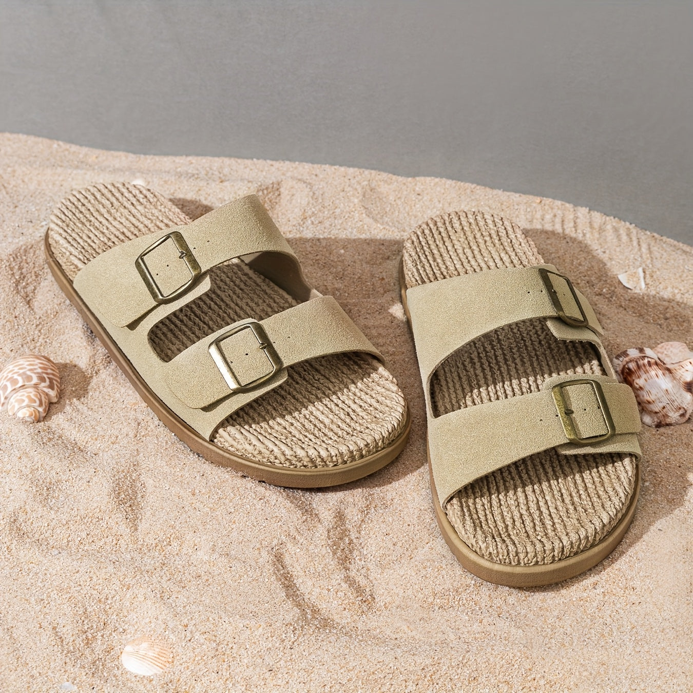 Erkaklar uchun bir rangli ochiq barmoqli slippers, bog'ichli tasmalari bilan, nafas oladigan va qulay EVA tagligi, plyaj yoki tasodifiy kiyim uchun mukammal.