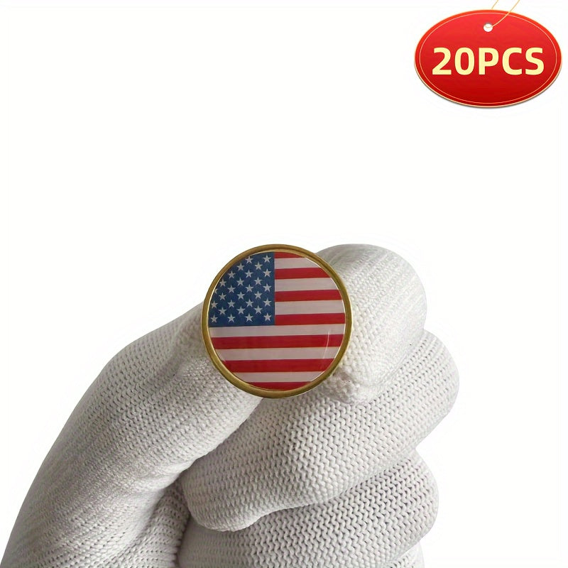 Set of 20 American Flag Lapel Pins Patriotic USA Badge for Suits Jackets and Bags