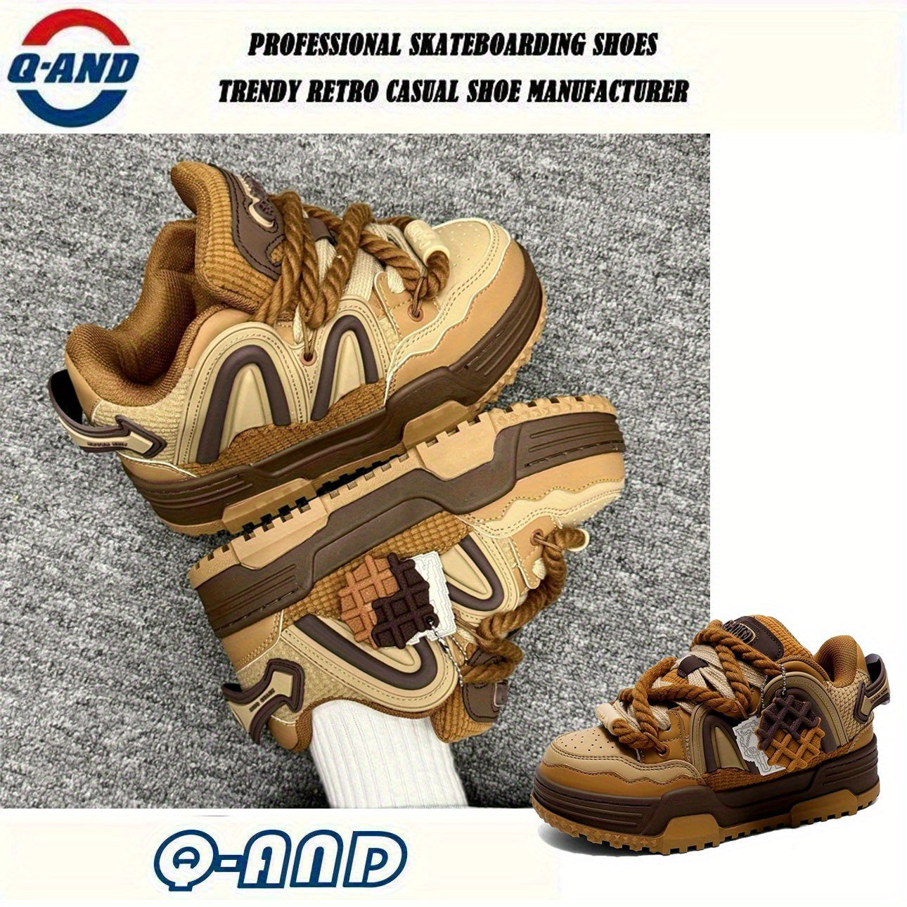 Vintage Unisex Casual Sneakers Microfiber Upper Non-Slip Thick Sole