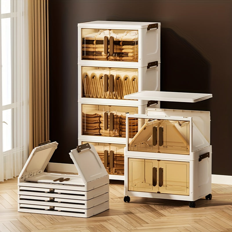 Складные пластиковые контейнеры для хранения на 5 уровней с крышками и колесами для шкафов, ванных комнат, офисов и общежитий.