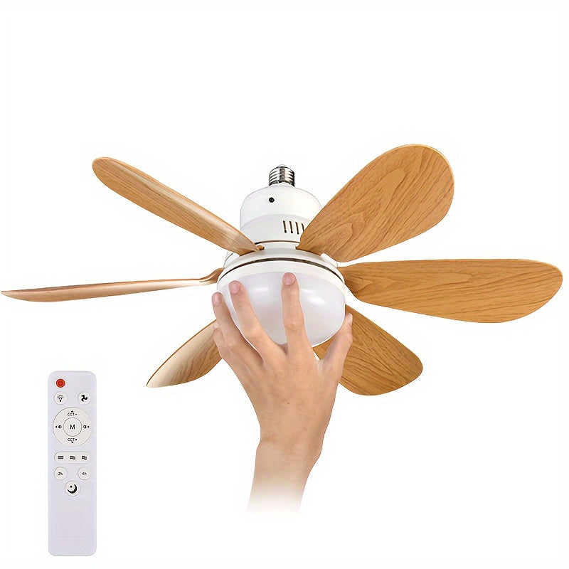 1 dona Smart Wood Grain Ceiling Fan LED Light bilan, masofadan boshqarish, sozlanadigan yoritish va tezlik, oson o'rnatish, ichki foydalanish - 85V-265V Qattiq sim bilan ulanadigan