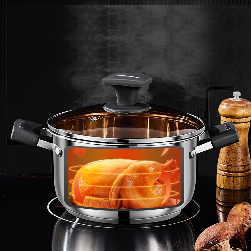 Juego de utensilios de cocina de acero inoxidable con ollas para leche y sopa, fácil de limpiar, compatible con estufa de gas