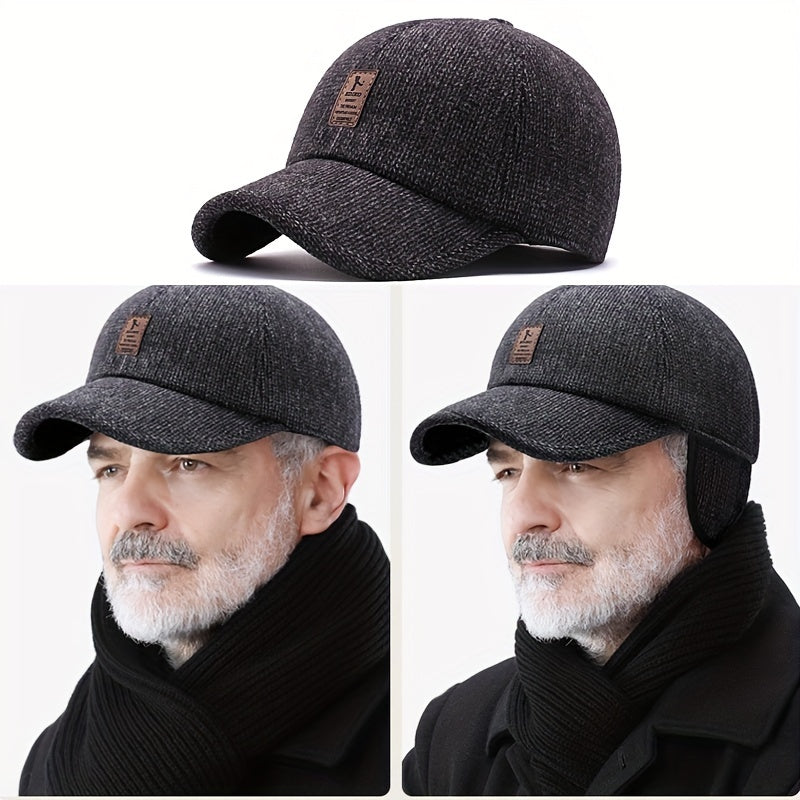 Men's Warm Fleece Baseball Cap for Winter and Autumn with Ear Protection