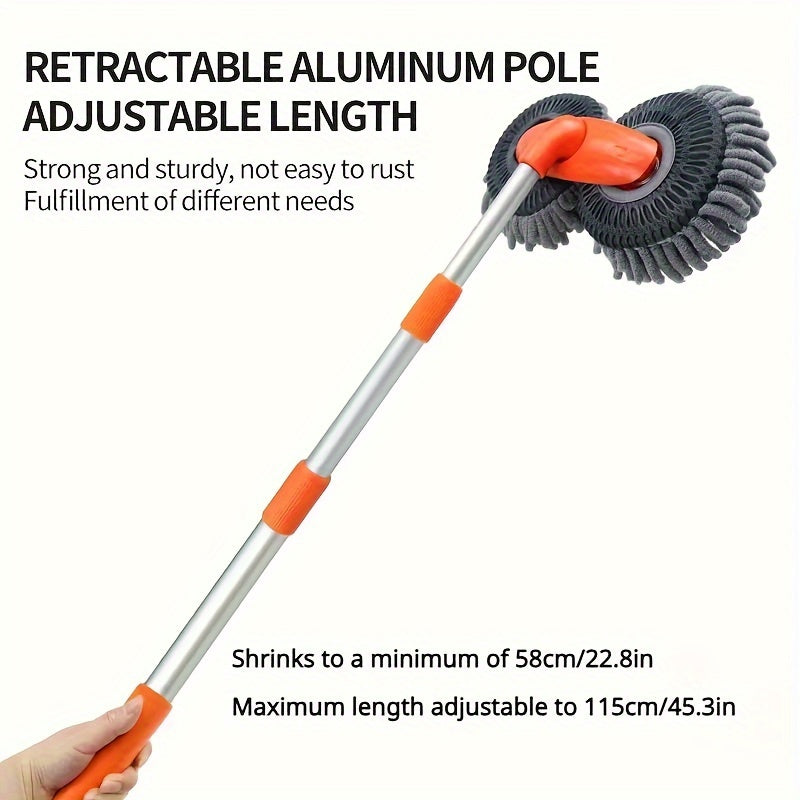 Yorqinlik uchun maxsus cho'tka boshli va teleskopik mop bilan avtomobilni tozalash to'plami