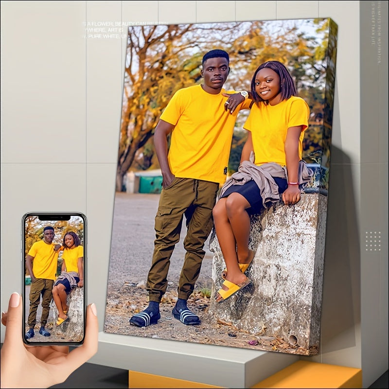 Shaxsiy juftlik yoki oilaviy fotosuratlar bilan moslashtiriladigan kanvas plakat, qadrli xotiralarni baham ko'rish uchun. Do'stlar va oila uchun ideal sovg'a, uy bezatish uchun 50.04*70.1 sm o'lchamda.