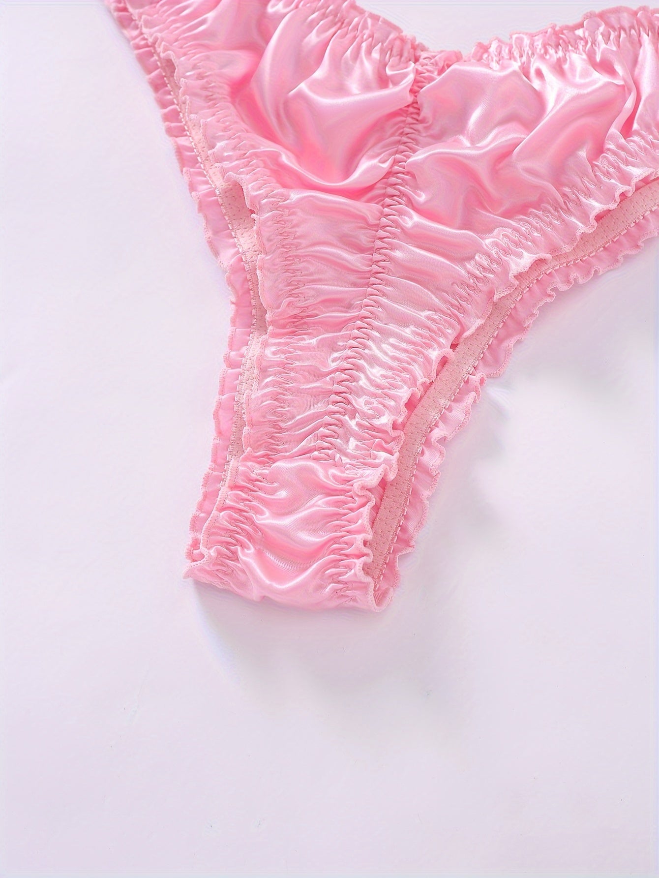 Plus Size Satin Ruched Brief with Bow Trim Lingerie