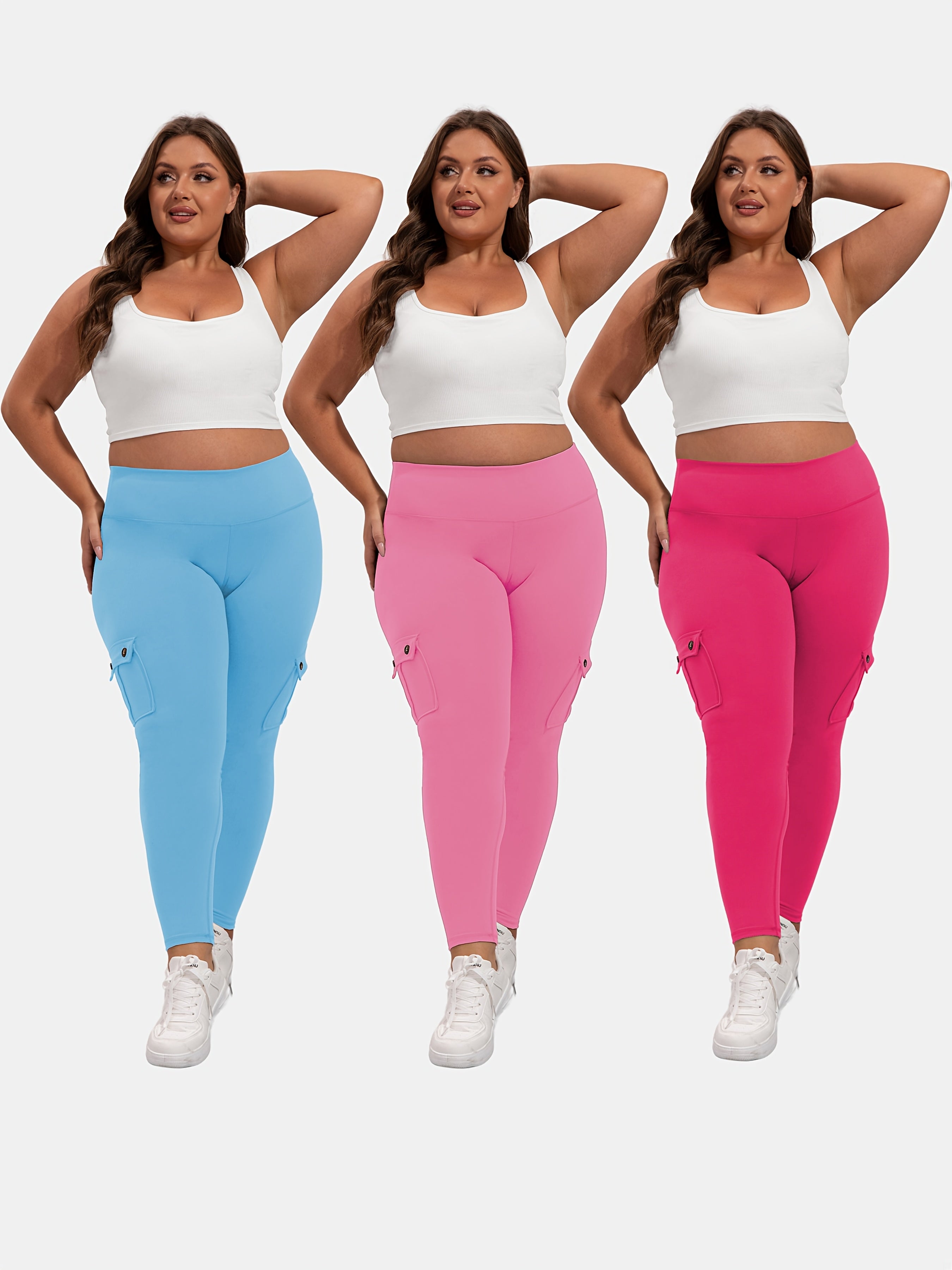 Women's Plus Size Sports Leggings High Waist Tummy Control Four-Way Stretch