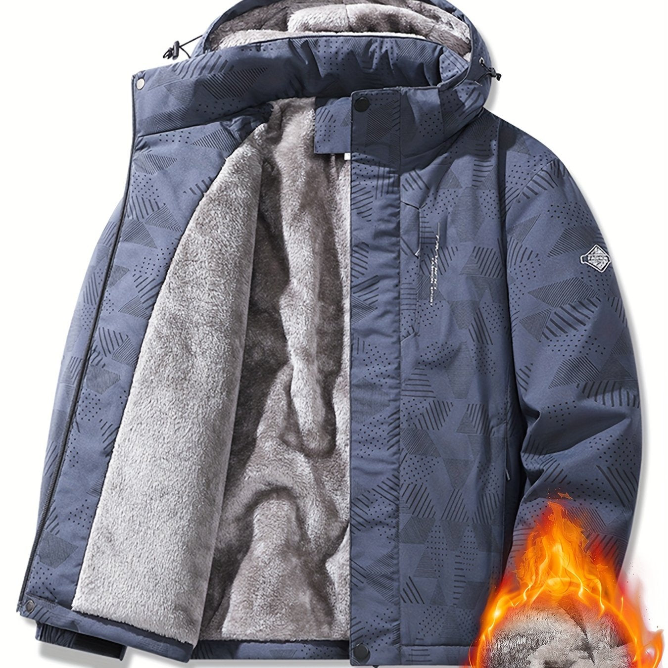 Men's Fleece Jacket Hooded with Pockets for Outdoor and Casual Wear