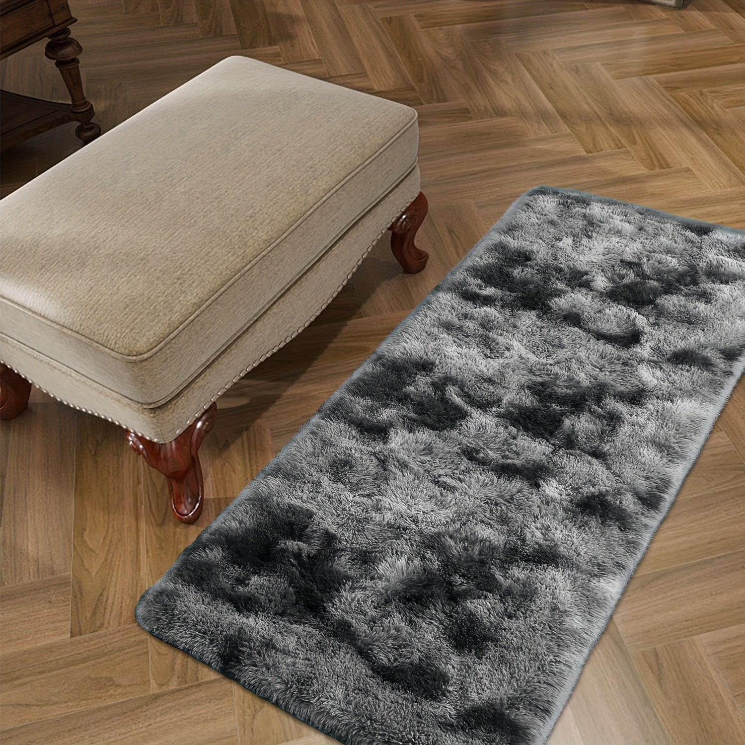 Alfombra de área de poliéster suave para sala de estar y dormitorio, fácil de mover, limpieza en seco