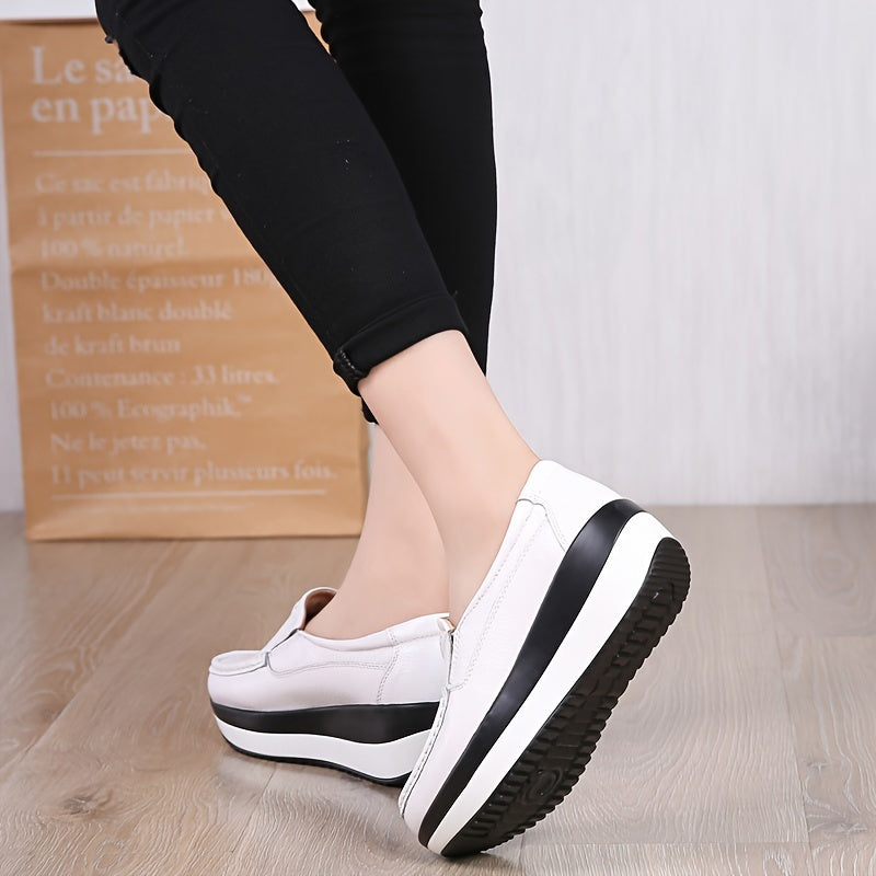 Women's Casual Canvas Sneakers, Slip-On Wedge Shoes, Soft Sole