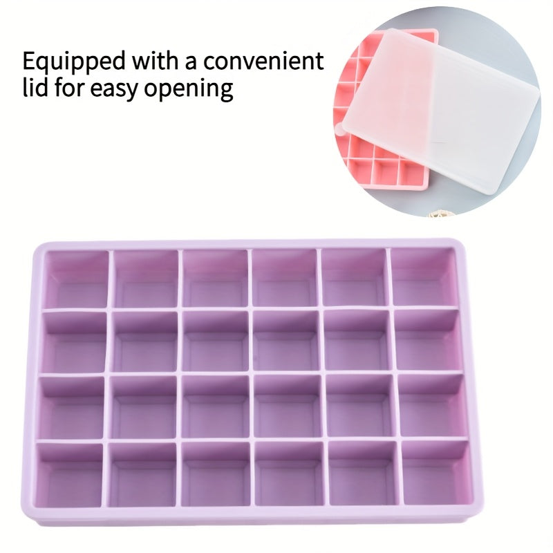Silicone Ice Cube Tray Mold with Lid 15/24 Square Grids BPA-Free